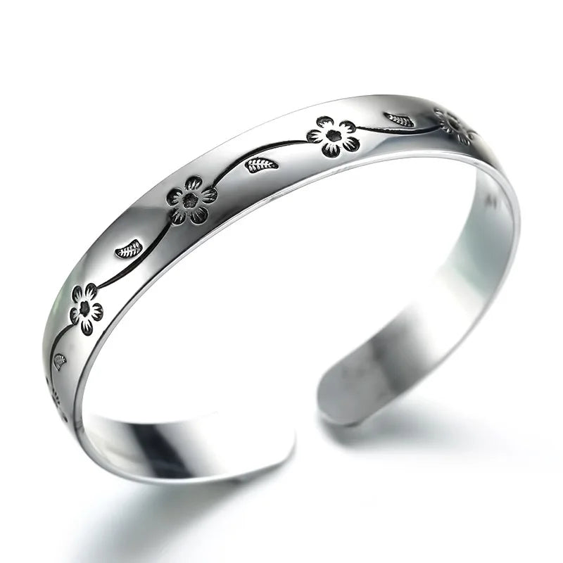 925 Sterling Silver Flower Open Bracelet For Women Luxury Quality Jewelry Wholesale   Jewellery Vera Lux