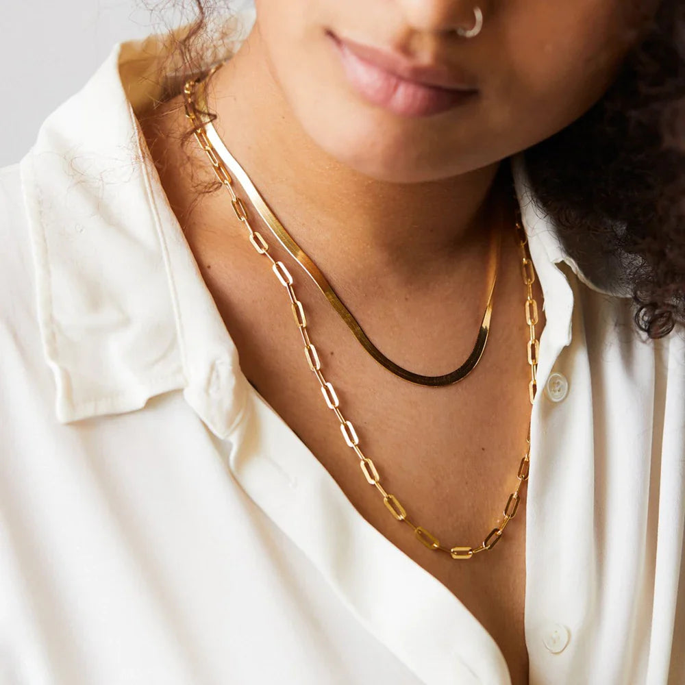 SUNIBI Stainless Steel Link Chain Choker Necklaces For Women Delicate Simple Necklace Friends Gift Jewelry Kolye Vera Lux
