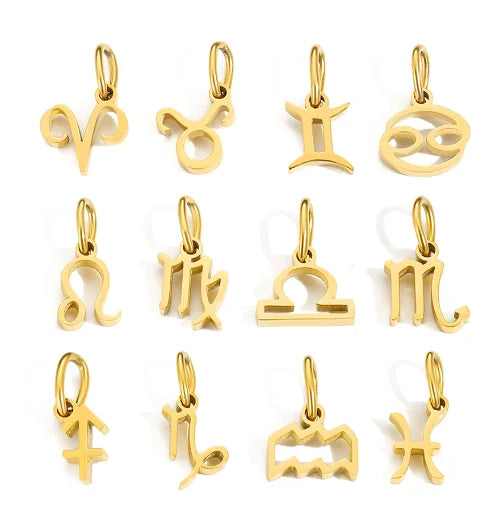 12 Zodiac Signs Pendant Accessories Stainless Steel Constellation Necklace Birthday Gift Vera Lux