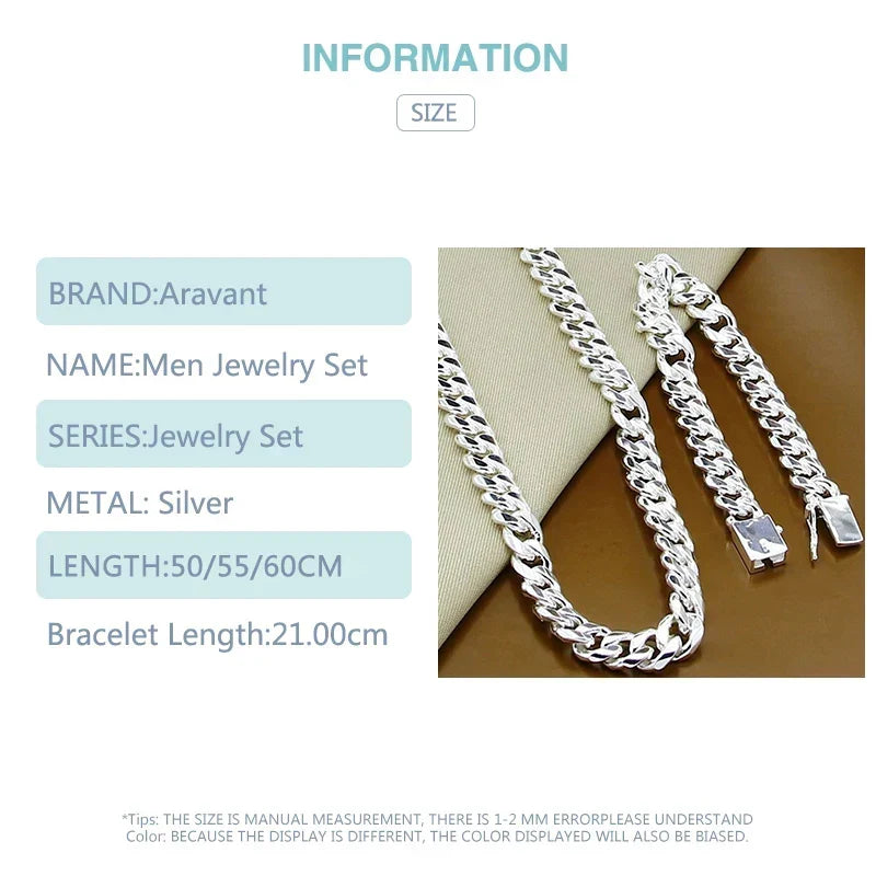 Aravant 925 Silver Jewelry Sets For Women Men Sideway Necklaces Bracelets Jewelry Gifts Vera Lux