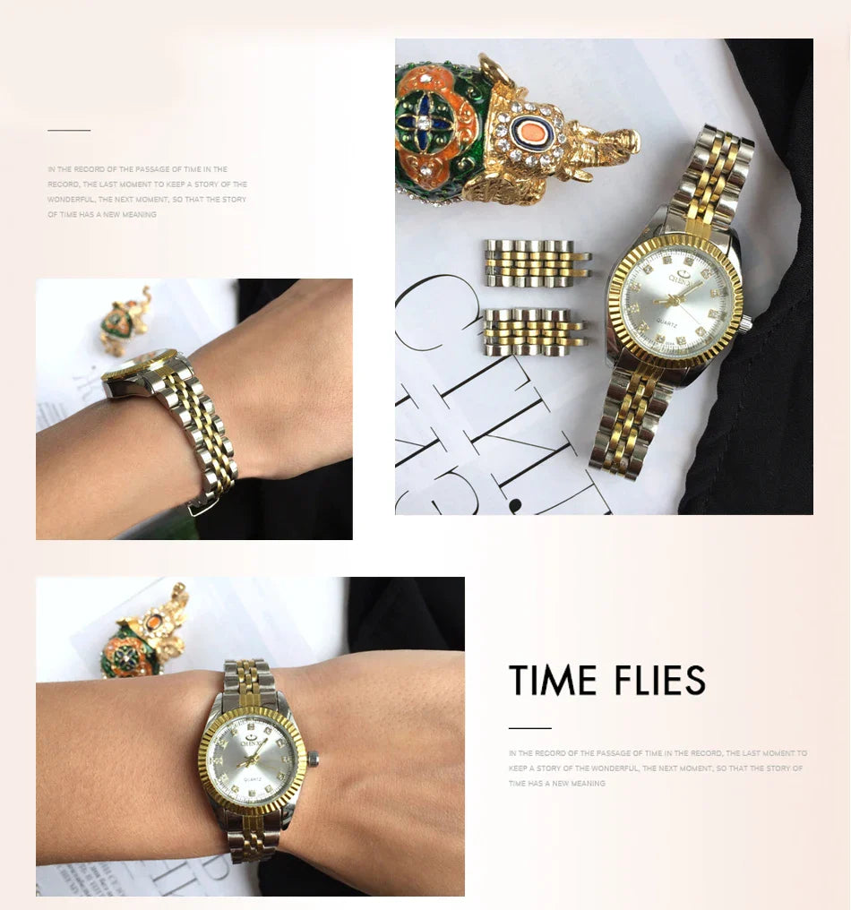 CHENXI Women Quartz Watch Golden & Silver Classic Female Elegant Clock Watches Luxury Gift Ladies Waterproof Wristwatch Vera Lux