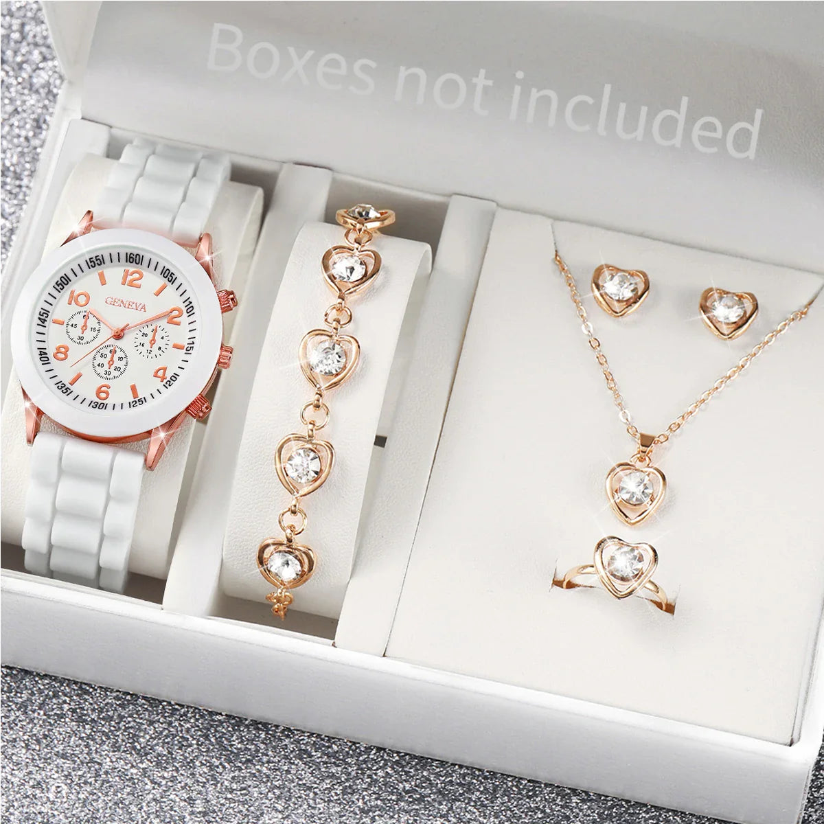 5/6PCS Women Watches Fashion Silicone Band Women Quartz Watches Jewelry Set Reloj Mujer Girls Clock Gift (Without Box) Vera Lux