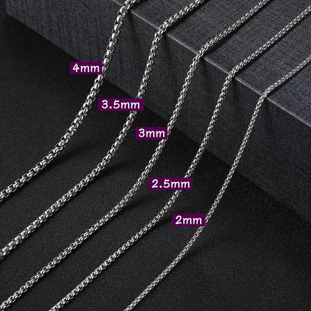 Skyrim Fashion Long Box Chain Necklace Stainless Steel Basic Punk 2-7mm Thick Chains Jewelry Gift for Men Women Wholesale Vera Lux