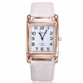 Fashion Women Watches Luxury Metal Rose Gold Square Ladies Quartz Wristwatch Rectangle Red Leather Female Clock Vera Lux