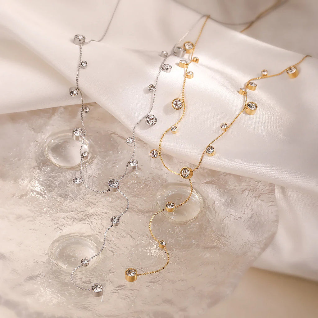 2025 New Arrival Shiny AAA CZ Zircon Silver/Gold Color Choker Necklaces For Elegant Women Stainless Steel Jewelry Vera Lux