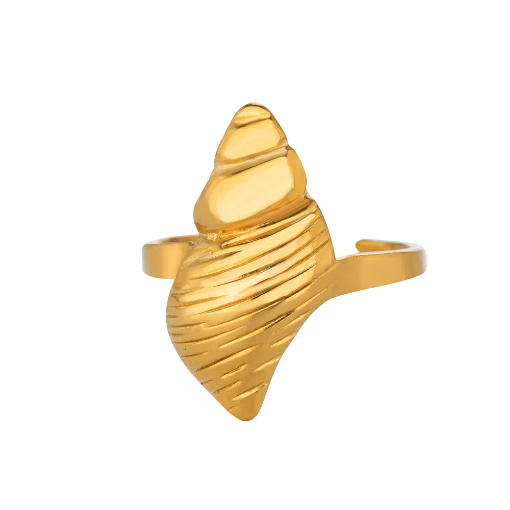 316L Stainless Steel Starfish Shell Rings for Women Gold Color Open Finger Ring Femme Trendy Summer Vacation Ocean Jewelry Gift Vera Lux