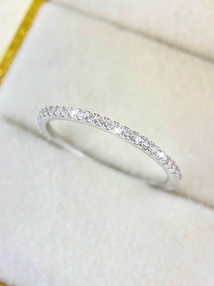 925 Sterling Silver Fashion Shiny 1.4mm Full Zircon Stackable Plain Ring For Women Daily Party Personalized Fine Jewelry Vera Lux
