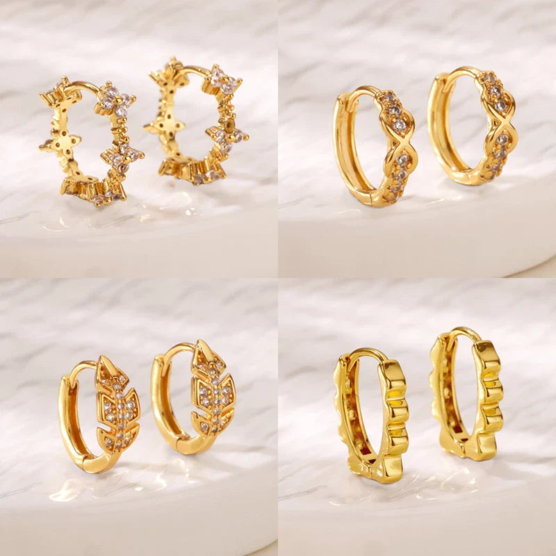 Cute Geometric Hoop Earrings for Women Stainless Steel Gold Color Cross Infinity Earrings 2025 Trend Piercing Wedding Jewelry Vera Lux