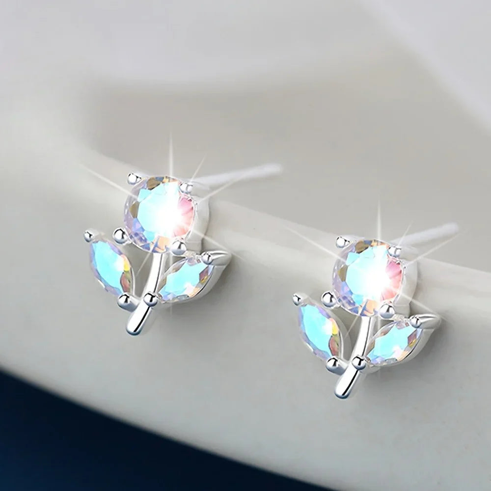 Fruit Bubble Colorful Zircon Flower Earrings Women's Fashion Personality Trendy Luxury Forest Earrings Versatile Ins Vera Lux