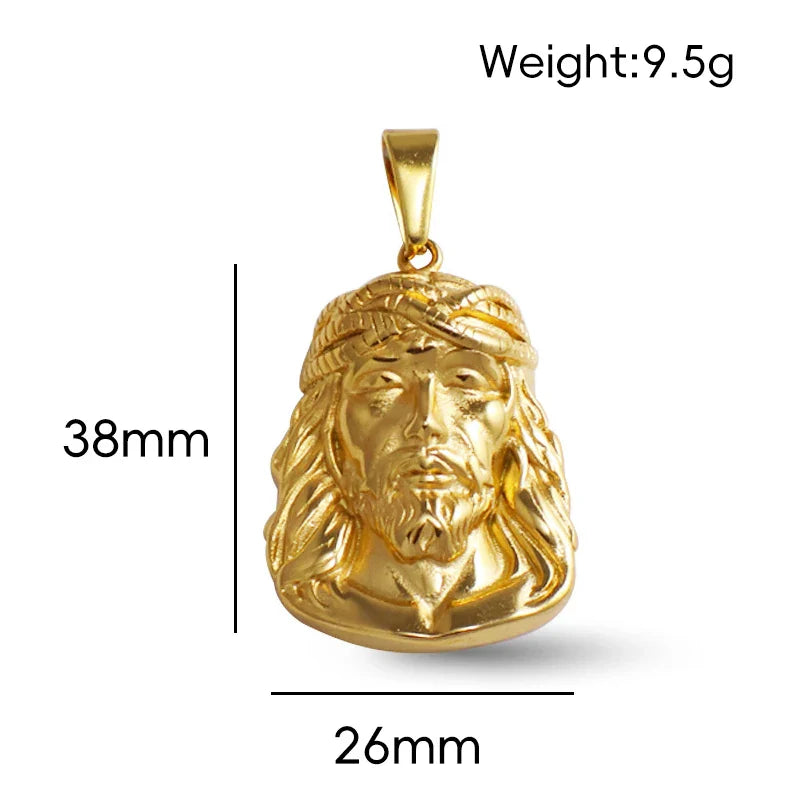 18K Gold Plated Stainless Steel Jesus Pendant - Classic Hip Hop Style, Ideal Men's Gift for Daily Wear Vera Lux