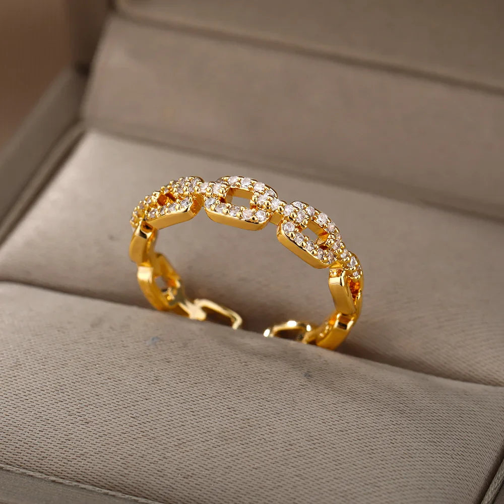 Colorful Zircon Round Stone Rings For Women Stainless Steel Gold Color Finger Ring  Wedding Aesthetic Jewelry Gift bijoux femme Vera Lux