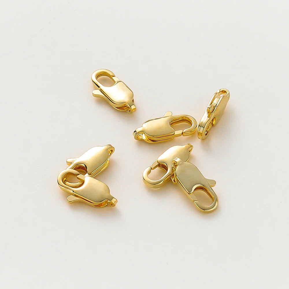 10pcs/lot 14K 18K Gold Plated Lobster Clasps Jump Rings End Chain Connector Hooks For DIY Necklace Bracelet Making Components Vera Lux
