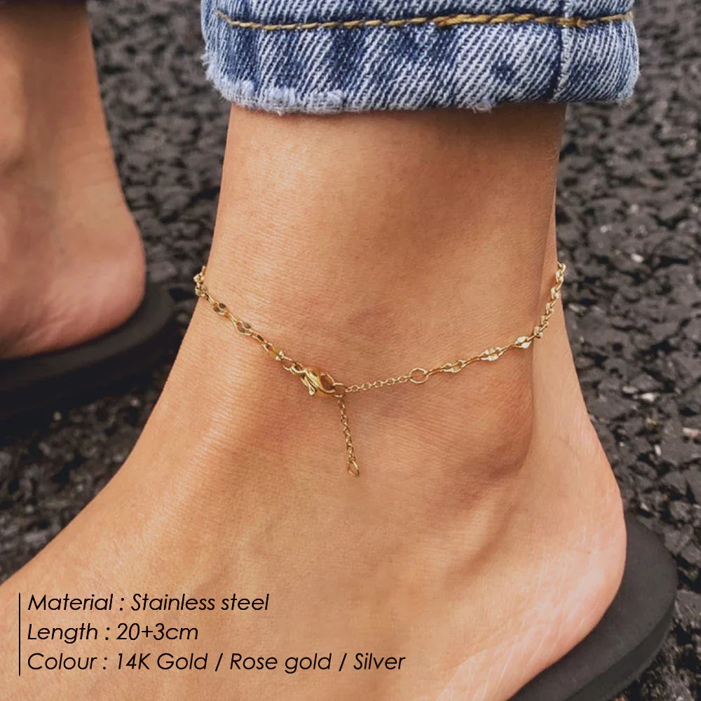 Stainless Steel Fish Lips Chain Anklet For Women Summer Beach Foot Jewelry On The Leg Minimalist Anklets Female Vera Lux
