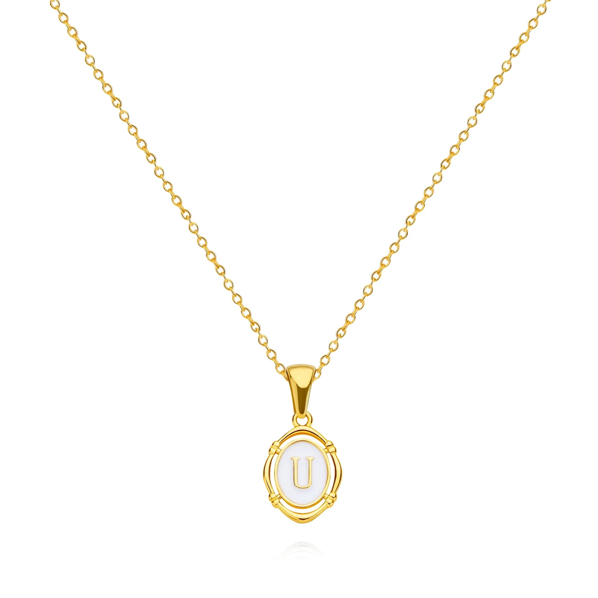 A-Z Letter Initial Enamel Necklace For Women Gold Color Stainless Steel Chain Exquisite Pendant Necklace Fashion Jewelry Gift Vera Lux