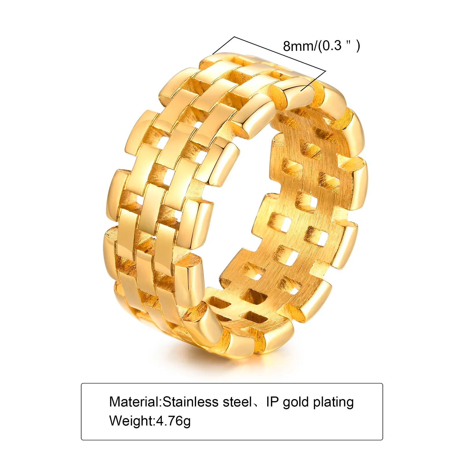 6mm Thick Chunky Chain Ring Cuban Curb Link Stainless Steel Stylish Ring for Women Girls Vera Lux