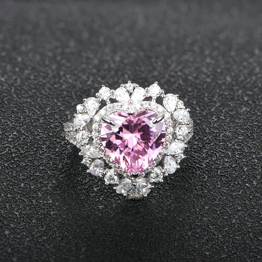 MINTYBOX 4.0CT Heart Ruby Rings for Women S925 Sterling Sliver 10*10MM Gemstone Engagement Wedding Rings Fine Jewelry Party Vera Lux