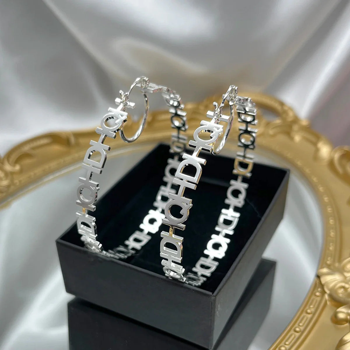 DHQH New Wholesale 40-70mm Customized Name Earrings Stainless Steel Earrings Customized Letter Earrings Women's Bridal Maid Gift Vera Lux