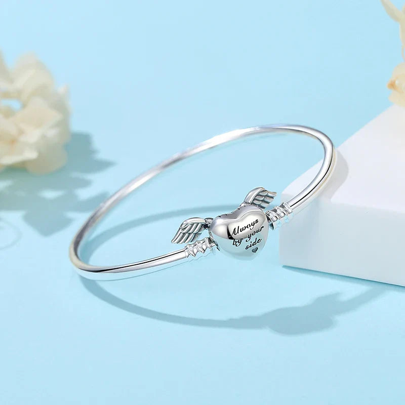 Original 925 Sterling Silver Bracelets Bangles Love Family Friends Heart Charms Beads Bangle For Women DIY Luxury Jewelry Gift Vera Lux
