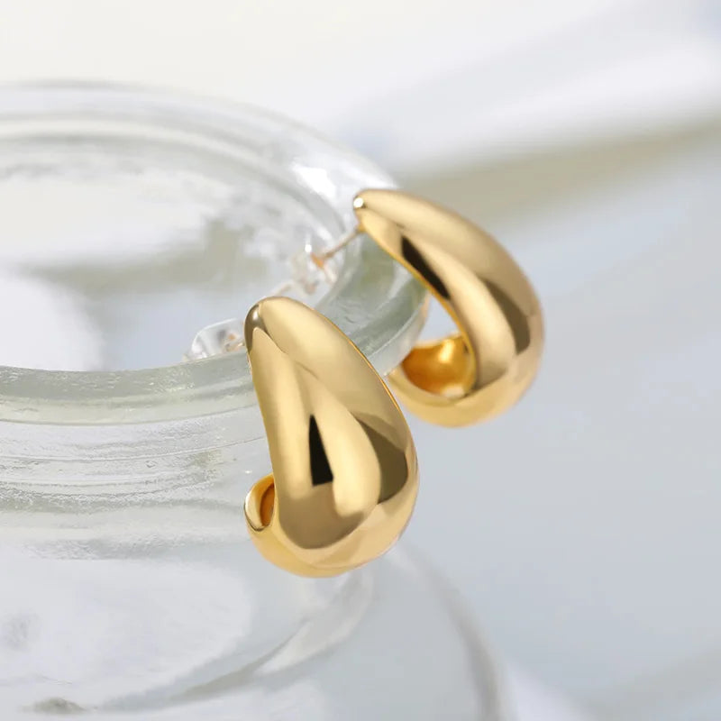 C-shaped Shell Earrings for Women Stainless Steel Waterdrop Teardrop Hoop Earring Fashion Piercing Ear Accessories Party Jewelry Vera Lux