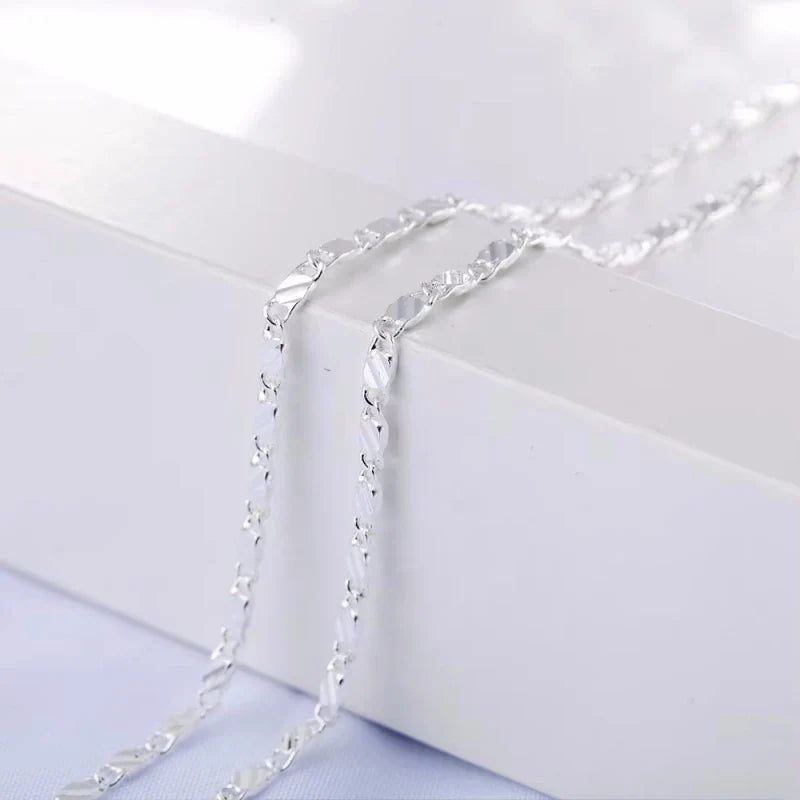 New Luxury 925 Sterling Silver Special 2MM Flat Clavicle Chains Necklaces for Men Women Wedding Jewelry Christmas Gifts 40-75cm Vera Lux