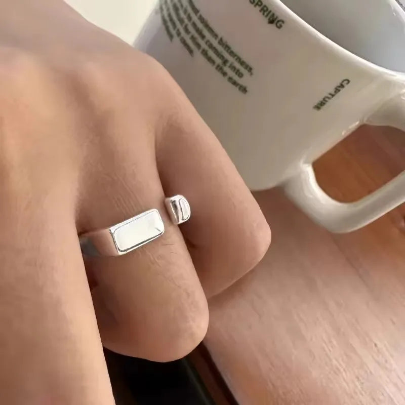 VENTFILLE 925 Sterling Silver Rings INS Fashion Hip Hop Vintage Couples Hollow Lines Punk Thai Silver Party Adjustable  Jewelry Vera Lux