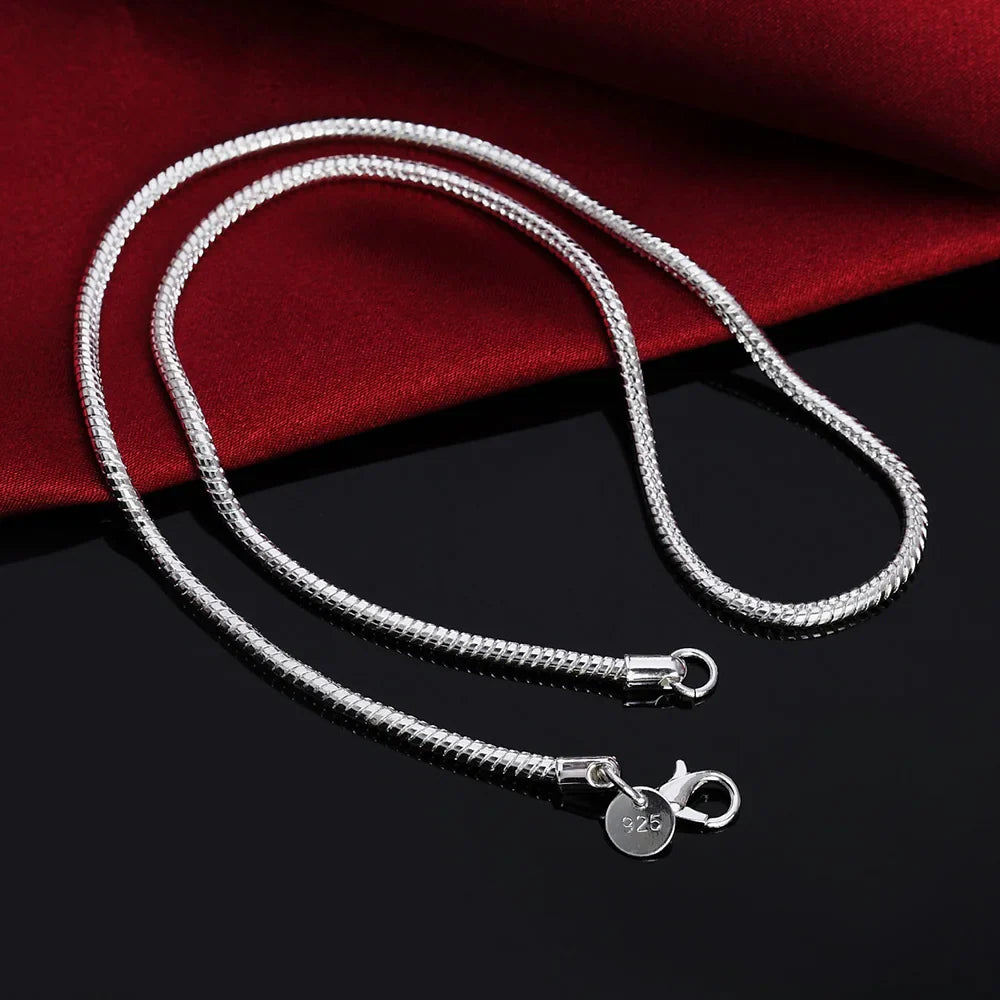 40-75cm 925 Sterling Silver 1MM/2MM/3MM solid Snake Chain Necklace For Men Women Fashion Jewelry for pendant free shipping Vera Lux