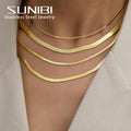 SUNIBI Stainless Steel Snake Chain Necklace for Woman Gifts Choker Herringbone Gold Color Necklaces Women Jewelry Wholesale Vera Lux