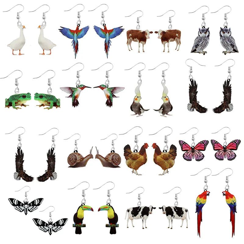 Earring For Women Acrylic Funny Custom Cute Girls Gift Eardrop Kids Animal Rabbit Parrot Bird Frog Butterfly Vera Lux