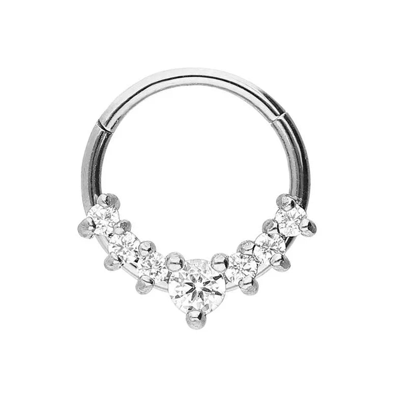 316L Surgical Steel Segment Nose Ring Zircon Septum Clicker Ear Cartilage Helix Daith Hoop Body  Piercing Jewelry Vera Lux