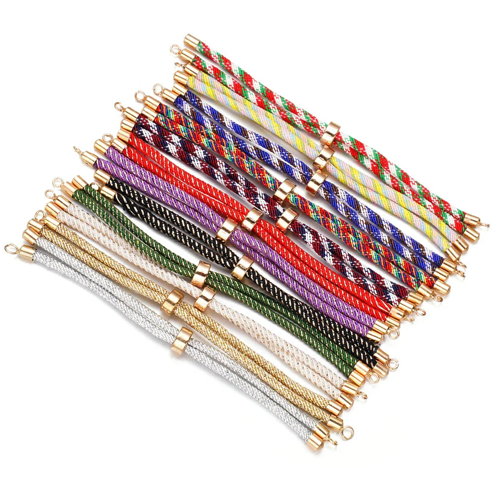 1pc Adjustable Nylon Braided Twisted Cords Slider Friendship Bracelets with Brass Cord End for Jewelry Making DIY Findings Vera Lux