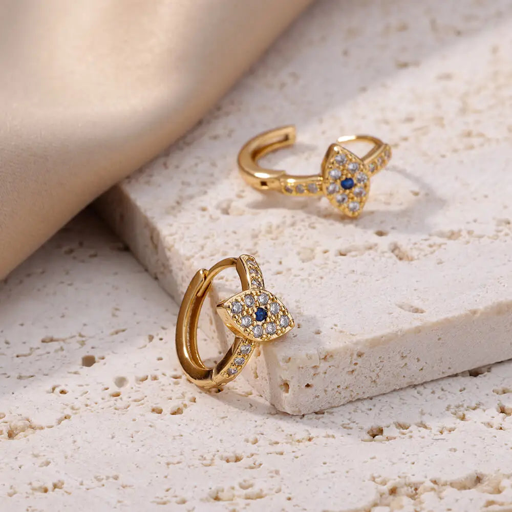 Zircon Evil Eye Earrings For Women Stainless Steel Gold Color Pendientes Piercing Earring Goth 2024 New In Jewelry aretes mujer Vera Lux