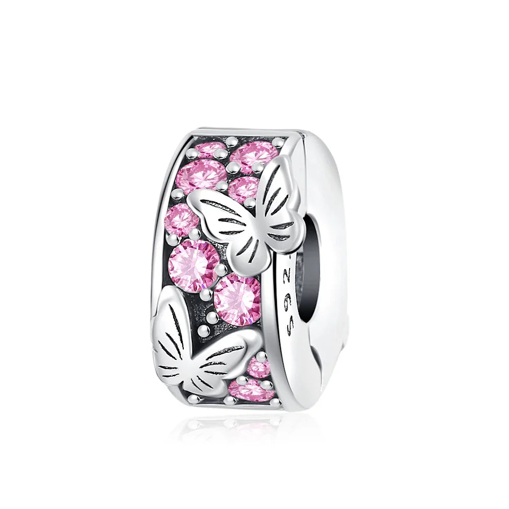 2026 Spring Pink Series Ballon Butterfly Flower Pendant Fit S925 European 925 Sterling Silver Bracelet Bangles Necklace Vera Lux