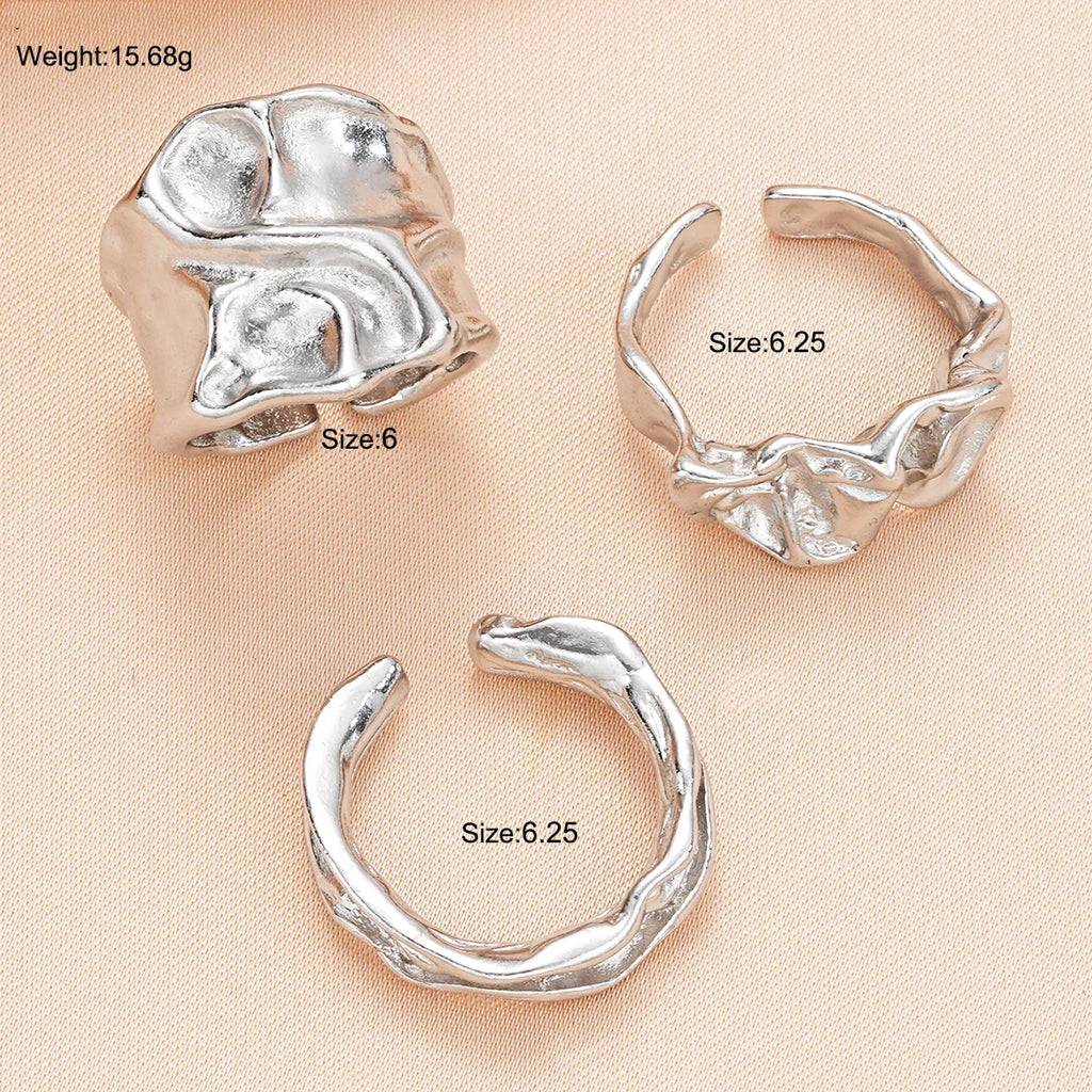 3 Pcs Punk Chunky Irregular Rings Set for Women Creative Geometric Adjustable Open Finger Rings Fashion Statement Jewelry Girls Vera Lux