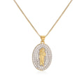 NEWBUY 2025 New Trendy Silver/Gold Mix Color Shiny AAA CZ Inlay Virgin Mary & Priest Pendant Necklaces Vera Lux