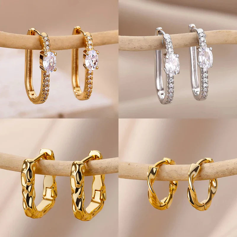 Minimalist Zircon Round Earring For Women Stainless Steel Irregular Earring Fashion Party Wedding Jewelry Gift Bijoux Femme 2022 Vera Lux