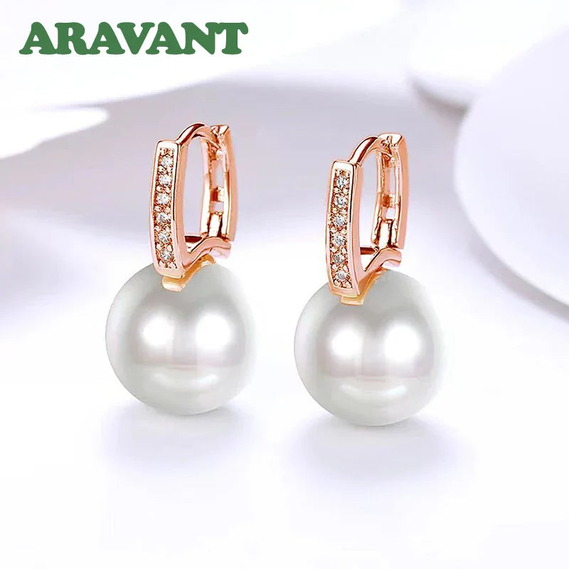 Aravant 925 Silver 18K Gold 12mm Pearl Drop Earrings For Women Wedding Fashion Jewelry Vera Lux