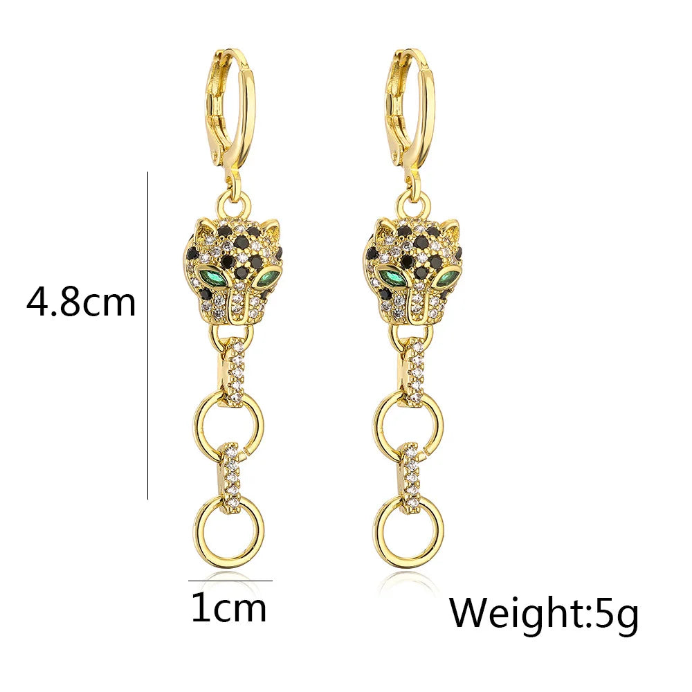 NEWBUY Fashion Gold Color Animal Dangle Earrings For Women Unique Design Leopard Earring Statement Female Party Jewelry Vera Lux