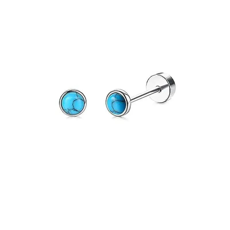2PCS/Set Stainless Steel Heart Moon Earbone Stud Screw Ball Stud Earrings for Women Fashion Ear Tragus Cartilage Body Piercing Vera Lux