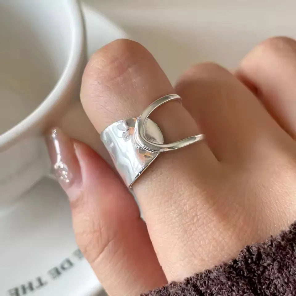 925 Sterling Silver Chain Knot Ring For Women Wrap Wide Band Rock Geometry Punk Jewelry Gift Wholesale Dropshipping Vera Lux