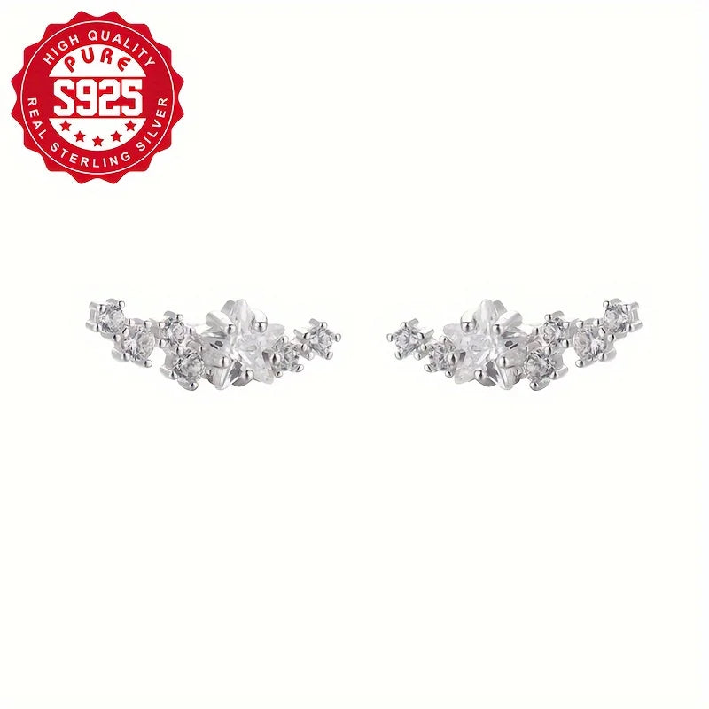 S925 Silver Stud Earrings, S925 Silver, Glittering, Glittering, Glittering, Glittering, S925 Silver Vera Lux