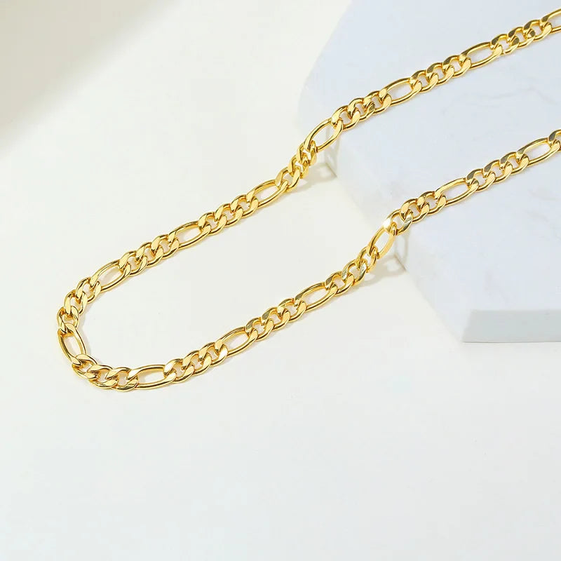 Figaro Chain Necklace Stainless Steel Link Gold Color Choker Necklace Layered Women Girls 14"  18" 20" 24" Vera Lux