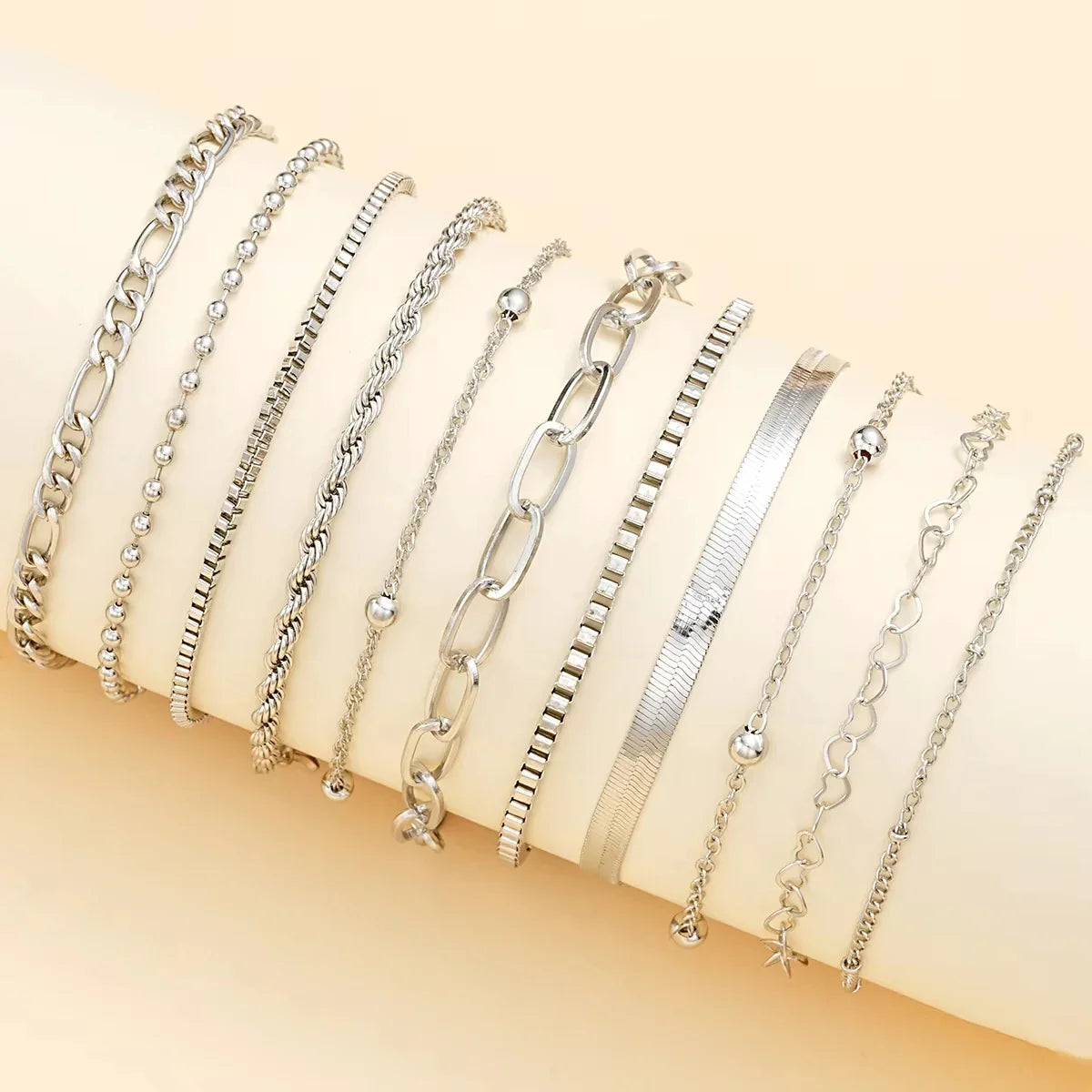 11Pcs/Set Boho Twisted Flat Snake Chain Anklet for Women Summer Beach Vintage Barefoot Ankle Bracelet On Leg Jewelry Accessories Vera Lux