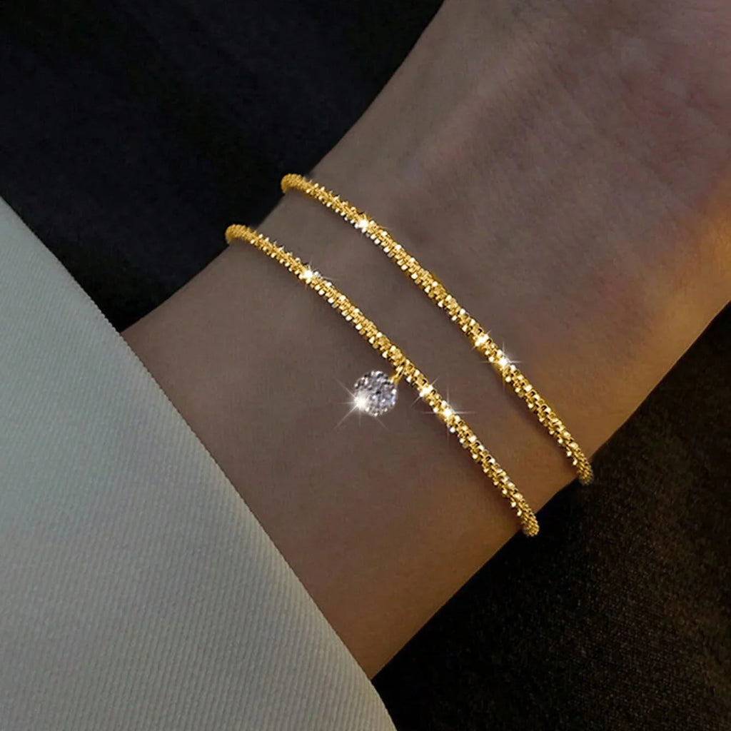 6 Pcs Fashion Gold Color Sparkling Adjustable Bracelets Set for Women Elegant Fine Bracelet New Wedding Party Jewelry Gifts Vera Lux