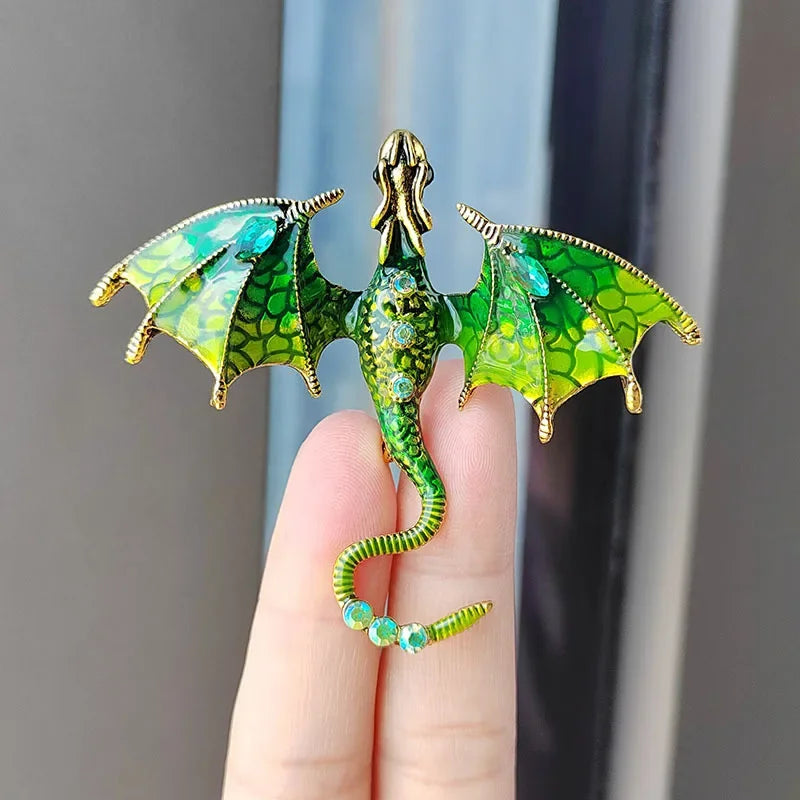 Fashion Enamel Dragon Brooches For Men Women Rhinestone Flying Dragon Clothes Suit Party Office Brooch Pins Jewelry Accessories Vera Lux