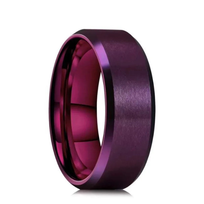 6 Colors Classic 8mm Tungsten Mens Ring Surface Brushed Stainless Steel Ring for Women Wedding Band Couples Jewelry Accessories Vera Lux