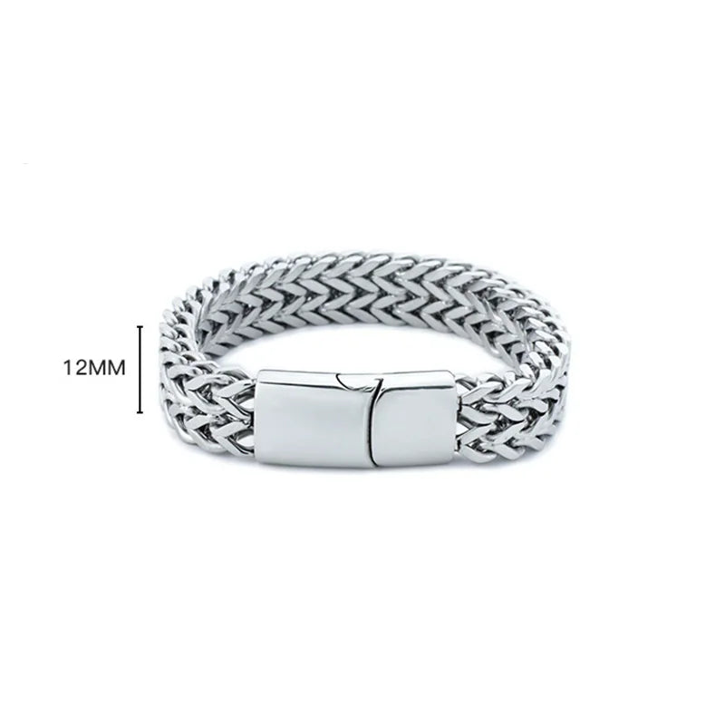 Stainless Steel Bracelet Braided Double Row Front Rear Fish Scale Alloy Magnetic Buckle Bracelet with Keel Jewelry New Model Vera Lux