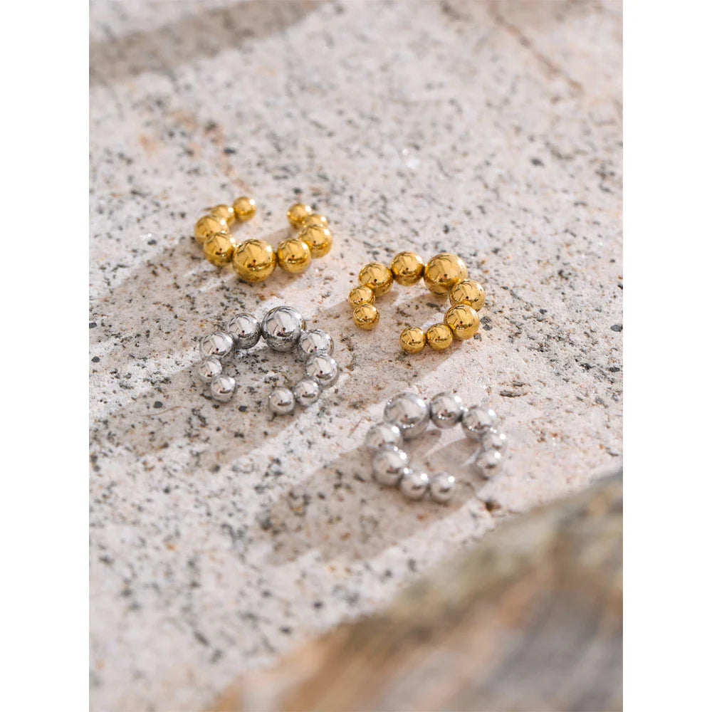 Yhpup 316L Stainless Steel Round Beads Ear Bone Earrings 16K PVD Plated Fashion Personalized Ear Clip Accessories 2025 Vera Lux