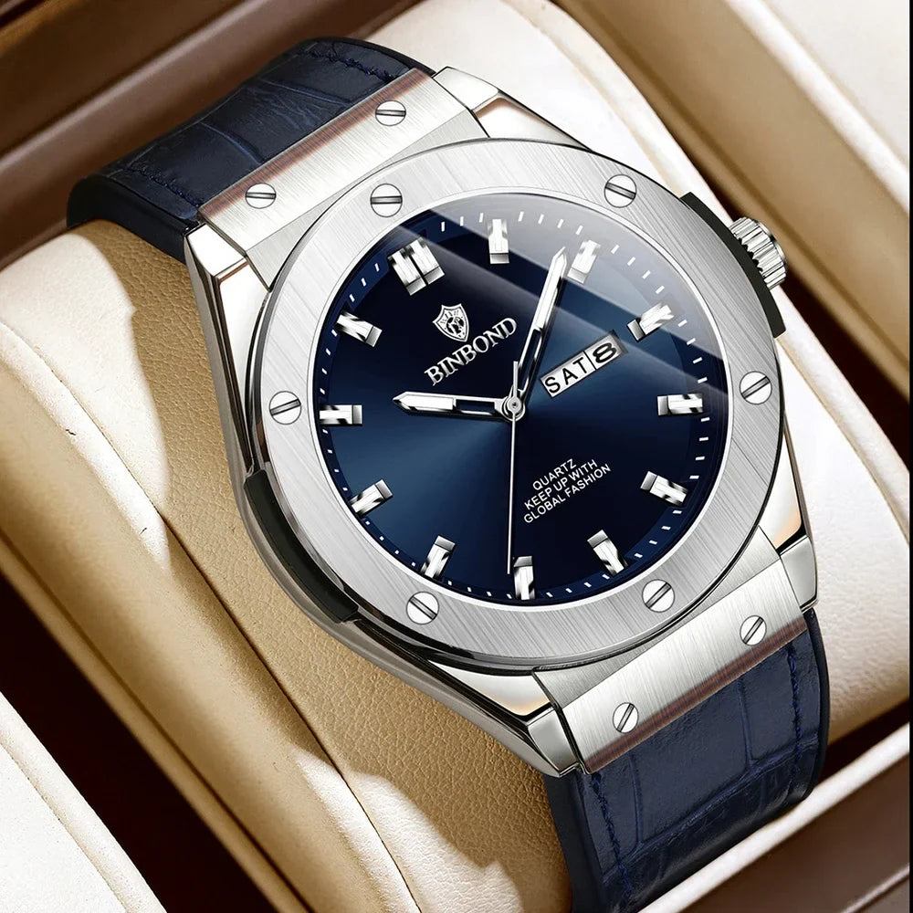 Man New Casual Business Leather Clock Men Luxury Watch Automatic Watches Mens Top Fashion Quartz Wristwatches Relojes De Hombre Vera Lux