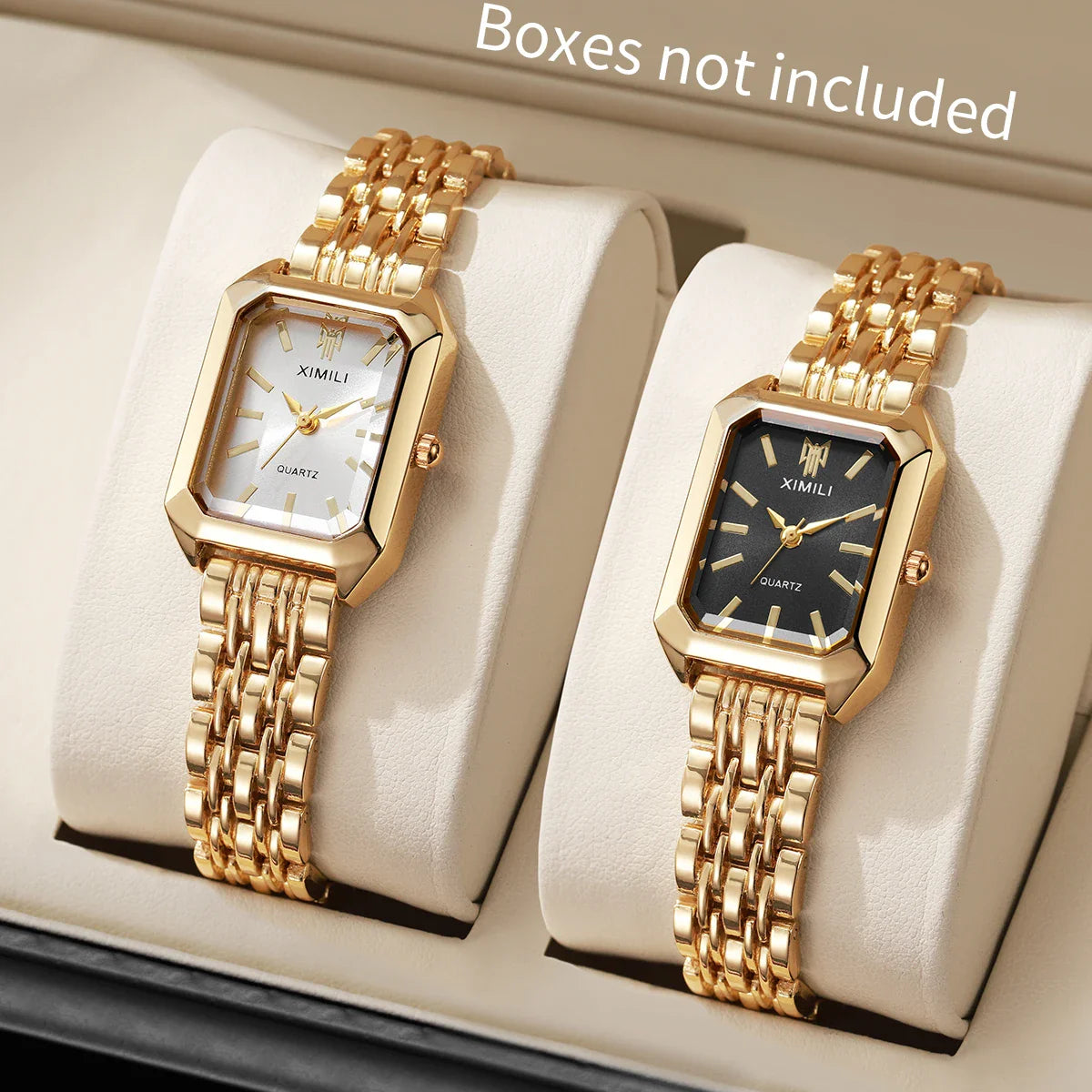 1/2/4PCS  Elegant Rectangle Woman Quartz Watch Luxury Stainless Steel Band Ladies Wristwatches Reloj Mujer（Without Box） Vera Lux