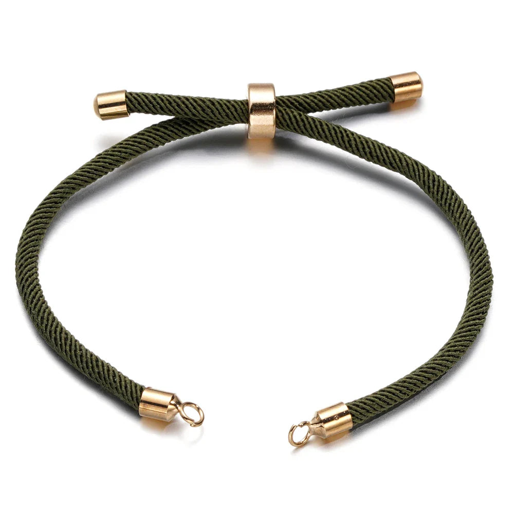 1pc Adjustable Nylon Braided Twisted Cords Slider Friendship Bracelets with Brass Cord End for Jewelry Making DIY Findings Vera Lux